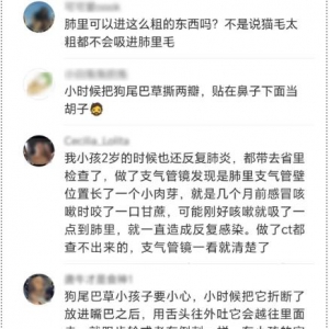 男孩三年来反复肺炎 狗尾巴草藏身肺部